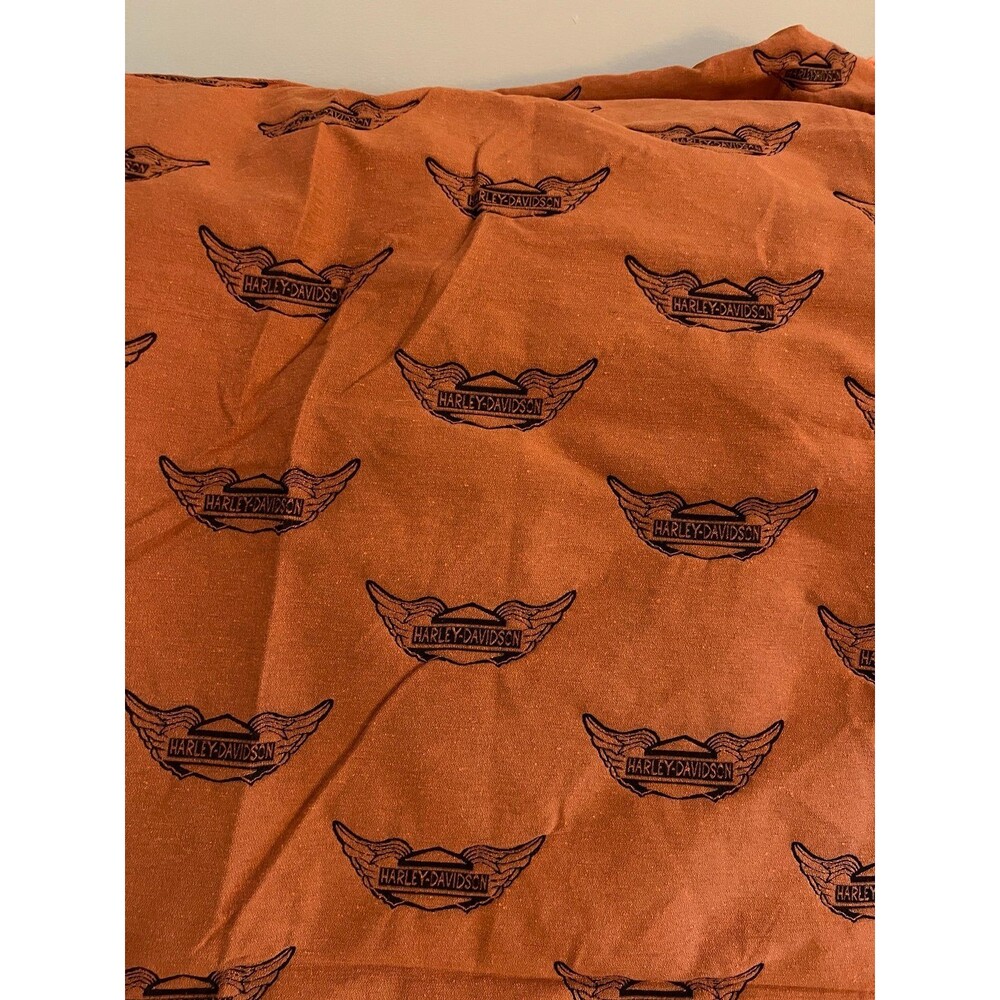 Vintage Harley Davidson Heavy Upholstery Fabric Orange 60"W 6 Yards
